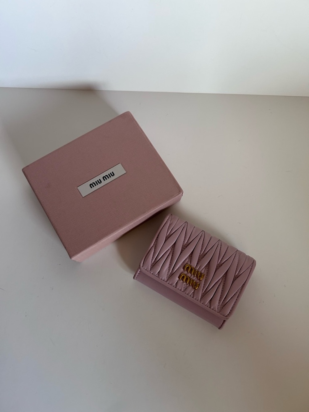 Miu Miu Blush Pink Quilted Leather Card Wallet